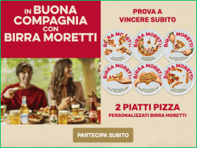 Vinci i piatti pizza con Birra Moretti
